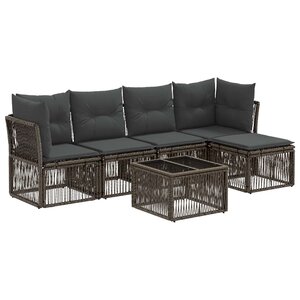 vidaXL Ensemble de canapé de jardin 6 Pièces Gris polyrotin