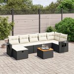 vidaXL Salon de jardin 8 Pièces avec coussins noir résine tressée