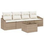 vidaXL Ensemble de canapé de jardin 5 Pièces Beige  Crème 55 x 55 x 37 cm