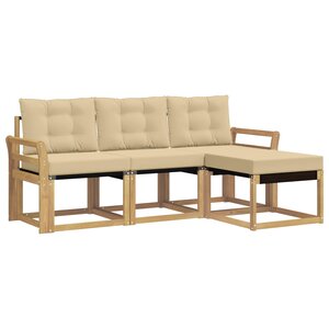 vidaXL Ensemble de canapés d'extérieur 4 pc Blanc et Beige