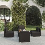 vidaXL Salon de jardin 5 Pièces avec coussins résine tressée noir