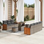 vidaXL Ensemble de canapé de jardin avec coussin 10 Pièces Gris