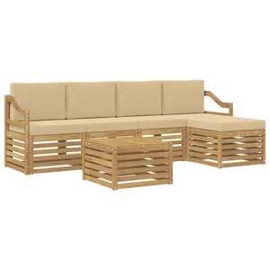 vidaXL Ensemble de canapés d'extérieur 6 pc Blanc et Beige Polyester