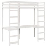 vidaXL Cadre de lit mezzanine Blanc 75 x 190 cm Pin massif