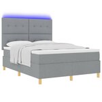 vidaXL Lit à ressort LED avec matelas Gris clair 160 x 200 cm tissu
