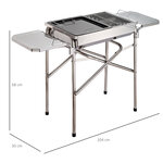 Barbecue à charbon portable BBQ grill sur pied dim. 104L x 30l x 68H cm acier inox.