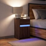 vidaXL Armoire de chevet et lumières LED chêne marron bois ingénierie