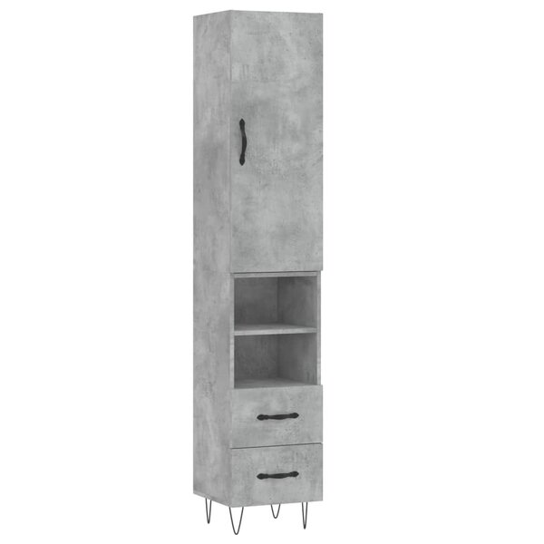 vidaXL Buffet haut Gris béton 34 5x34x180 cm Bois d'ingénierie