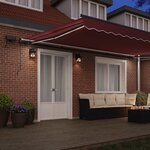vidaXL Auvent manuel rétractable avec LED bordeaux 500x300 cm