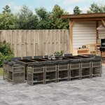 vidaXL Ensemble à manger de jardin 17 Pièces et coussins résine tressée