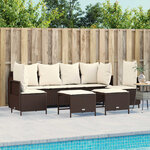 vidaXL Salon de jardin avec coussins 5 Pièces marron résine tressée