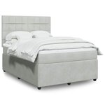 vidaXL Sommier à lattes de lit et matelas Gris clair 160x200cm Velours