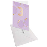Carte D'anniversaire 3 Ans En Or - Violet - A Message - Pour Enfant Fille Garçon - Ballons - 11 5 X 17 Cm - Draeger paris