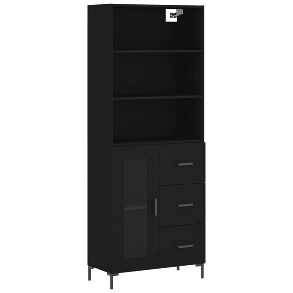 vidaXL Buffet haut Noir 69 5x34x180 cm Bois d'ingénierie