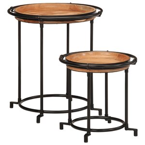 vidaXL Ensemble de table d'appoint 2 Pièces bois massif d'acacia