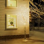 vidaXL Bouleau blanc à LED 128 LED Blanc chaud 220 cm