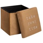 Pouf pliable velours Slow MDF_E1, polyester et mousse PU - Moutarde caramel