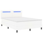 vidaXL Lit à ressorts avec matelas Blanc 160 x 200 cm Simili cuir