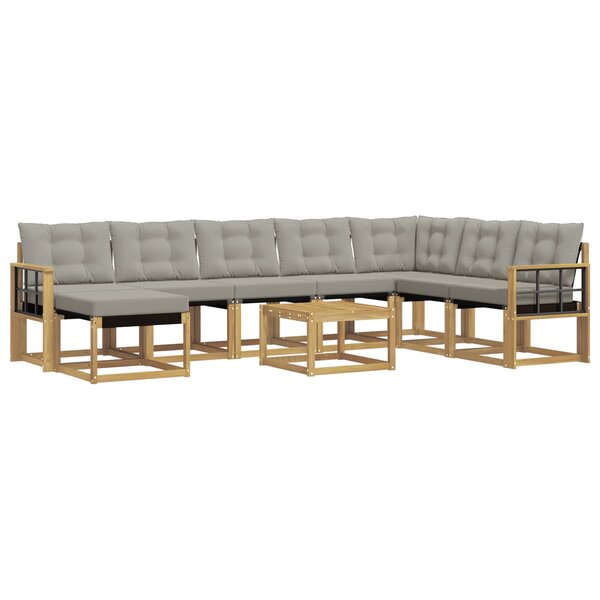 vidaXL Ensemble de canapés d'extérieur 9 Pièces Blanc et gris clair