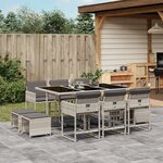 vidaXL Ensemble à manger de jardin 11Pièces avec coussins gris poly rotin