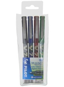 Etui de 4 Rollers Hi-Tec point V7 Pointe Moyenne Assortis PILOT