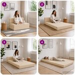 vidaXL Canapé-lit pliable Crème 100 x 80 x 60 cm Tissu