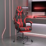 vidaXL Chaise de jeu avec repose-pied Noir et rouge Similicuir