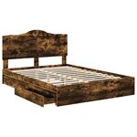 vidaXL Lit de Rangement Chêne fumé 140 x 200 cm Bois d'ingénierie