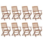 vidaXL Chaises pliables d'extérieur et coussins lot de 8 Bois d'acacia