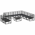 vidaXL Ensemble de canapé de jardin avec coussin 10 Pièces Noir Aluminium