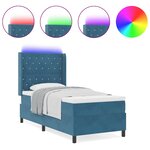 vidaXL Lit à Ressorts avec Matelas LED Bleu 100 x 200 cm Velours