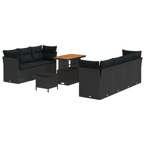 vidaXL Ensemble de canapé de jardin 10 Pièces Noir 90 x 55 x 71 cm