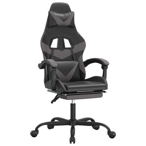 vidaXL Chaise de jeu avec repose-pied Noir et gris Similicuir