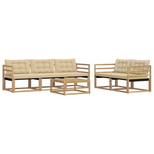 vidaXL Ensemble de canapés d'extérieur 6 Pièces Blanc et Beige