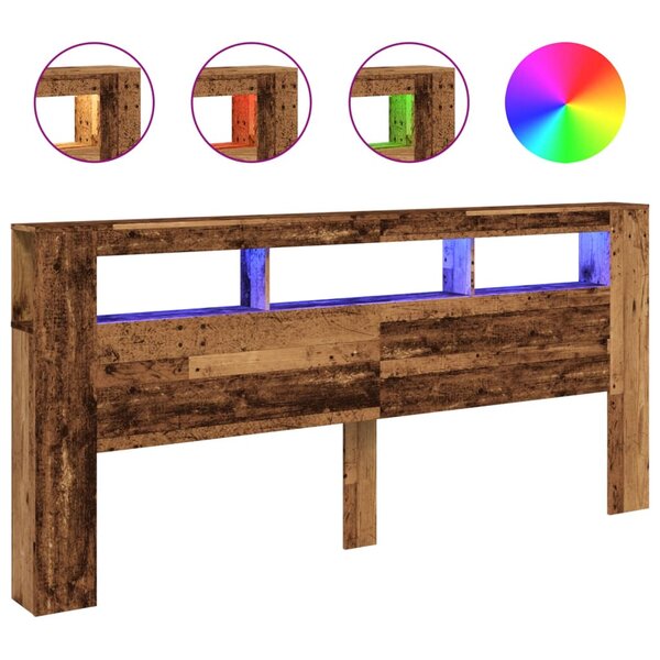 vidaXL Tête de lit à LED vieux bois 220x18 5x103 5cm bois d'ingénierie
