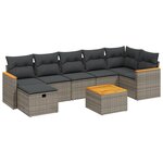 vidaXL Salon de jardin 8 Pièces avec coussins gris résine tressée