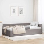 vidaXL Cadre de lit d'angle avec tête de lit Taupe 90 x 190 cm
