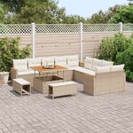 vidaXL Ensemble de canapé de jardin 13 Pièces Beige Poly rotin