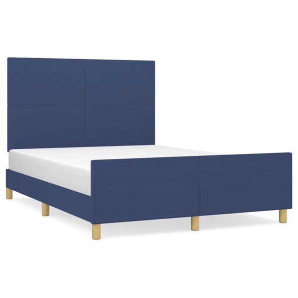 vidaXL Cadre de lit avec tête de lit Bleu 140 x 200 cm Tissu