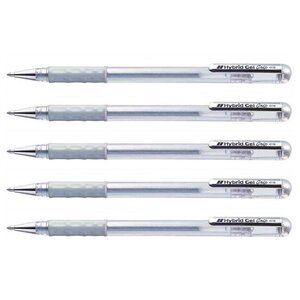 Roller à encre Hybrid Gel Grip K118 Pointe 0 8 mm Métallisé Argent x 5 PENTEL