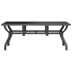 vidaXL Table de jardin Gris et noir 180x80x70 cm Acier et verre