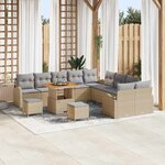 vidaXL Ensemble de canapé de jardin 13 Pièces Beige Poly rotin