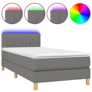 vidaXL Sommier à lattes de lit avec matelas et LED Gris foncé 80x200cm