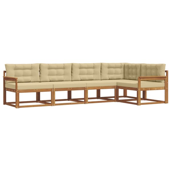 vidaXL Ensemble de canapés d'extérieur 5 pc Naturel et Beige