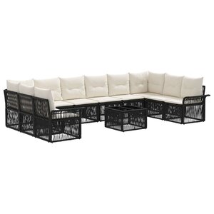 vidaXL Ensemble de canapé de jardin 11 pc Noir polyrotin