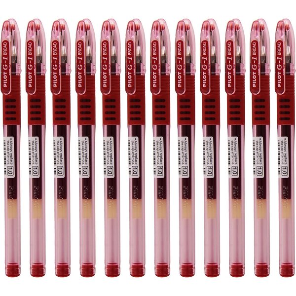 Stylo à bille G1 GRIP pointe large encre gel rouge x 12 PILOT
