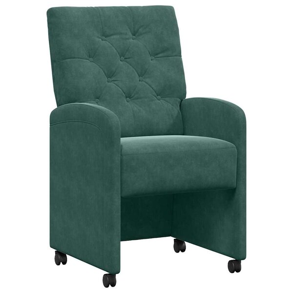 vidaXL Chaises de Salle à Manger avec Roues 2 pc Velours Vert foncé
