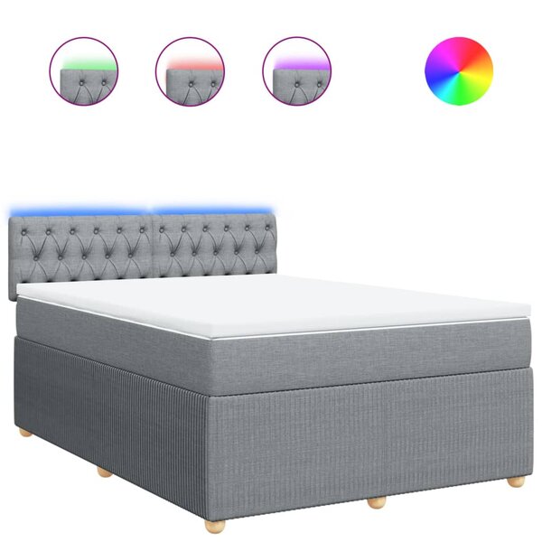 vidaXL Sommier à lattes de lit avec matelas Gris clair 140x200cm Tissu