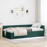 vidaXL Cadre de lit d'angle avec tête de lit Vert foncé 80 x 200 cm