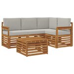 vidaXL Ensemble de canapés d'extérieur 5 pc Gris Naturel et Clair